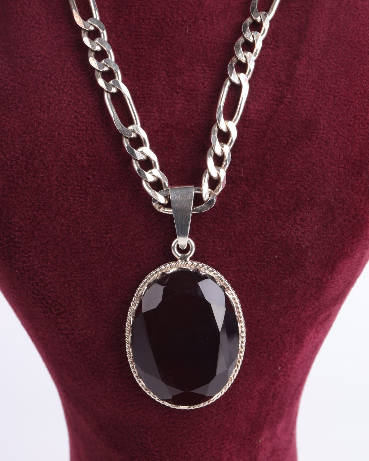 925 Sterling Silver Black Agate Pendant 1