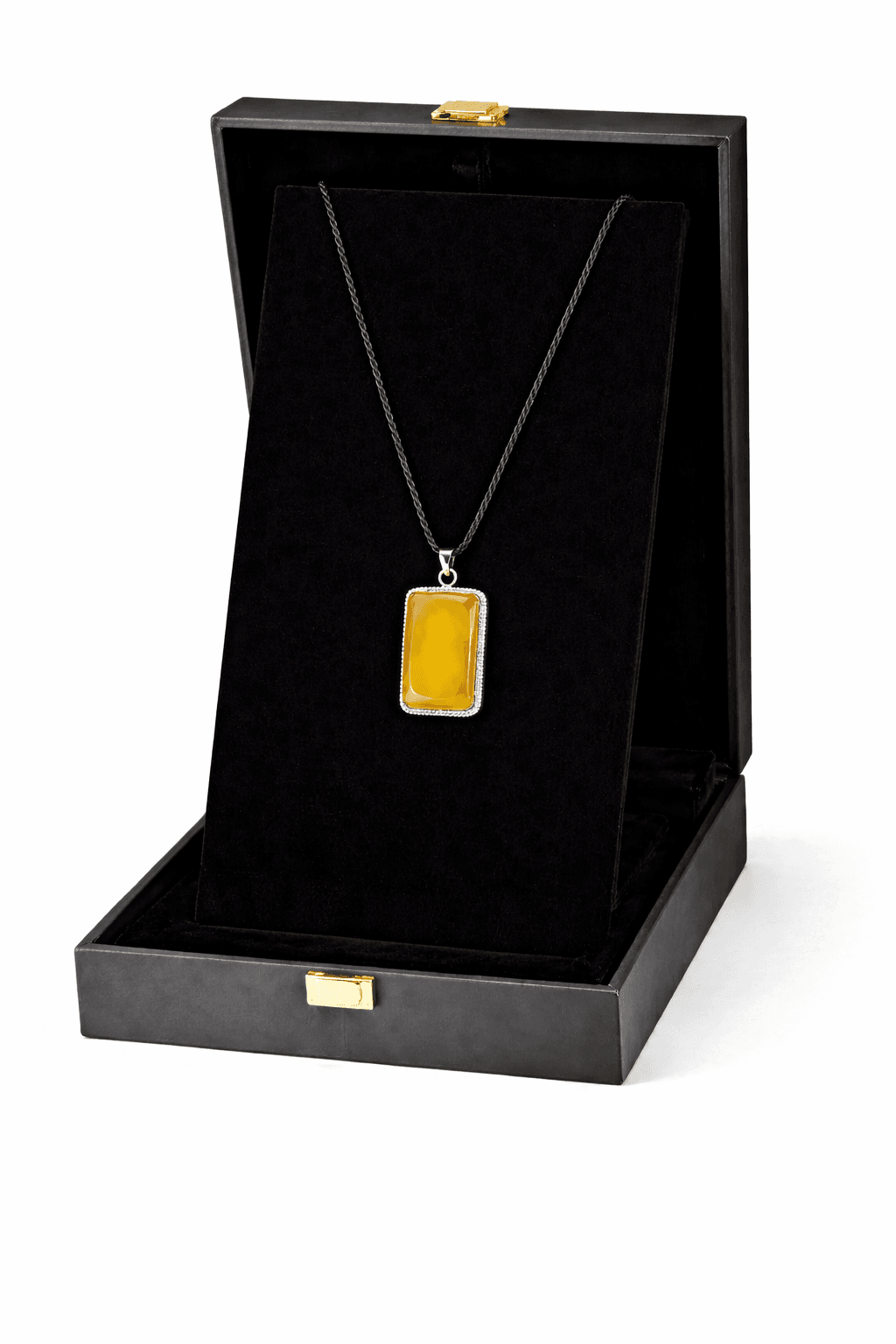 Lemon Agate Pendant in 925 Sterling Silver 1