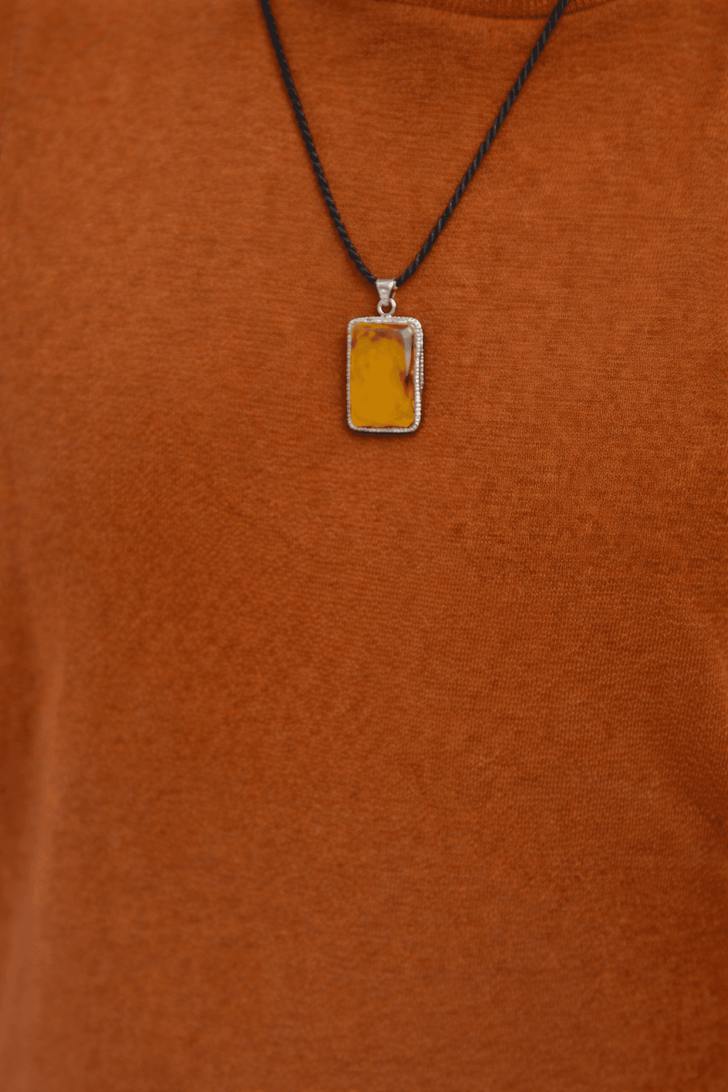 Lemon Agate Pendant in 925 Sterling Silver 4