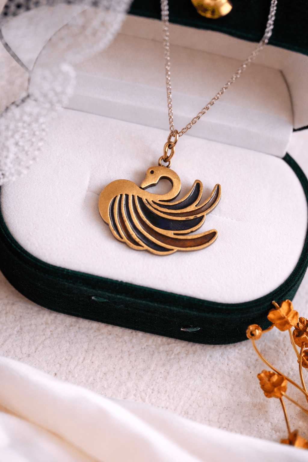 Blue Bird Enamel Pendant Necklace 3