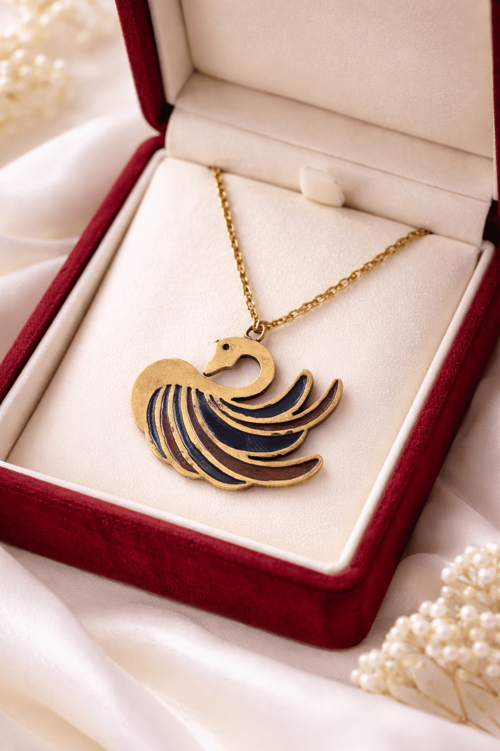 Blue Bird Enamel Pendant Necklace 1