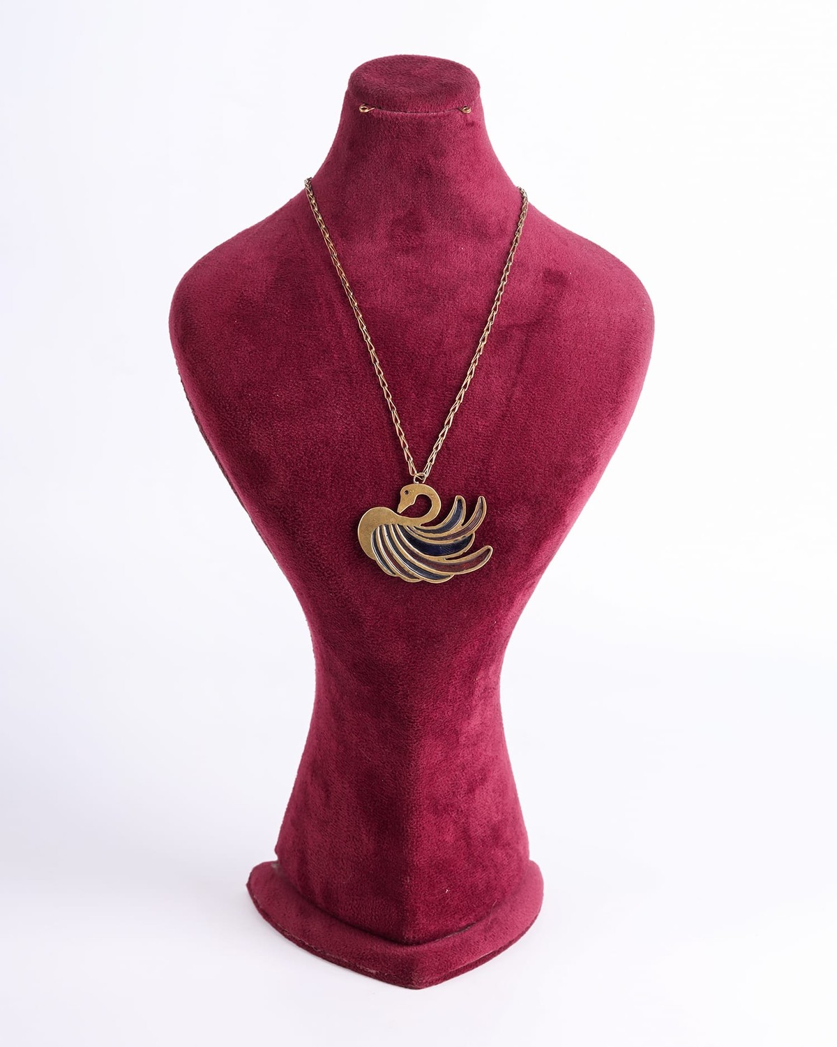 Blue Bird Enamel Pendant Necklace 2