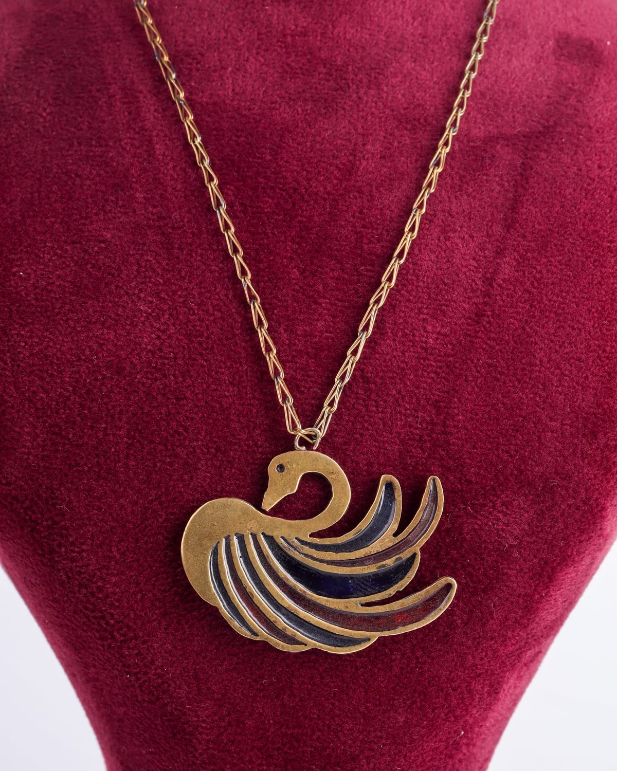 Blue Bird Enamel Pendant Necklace 4