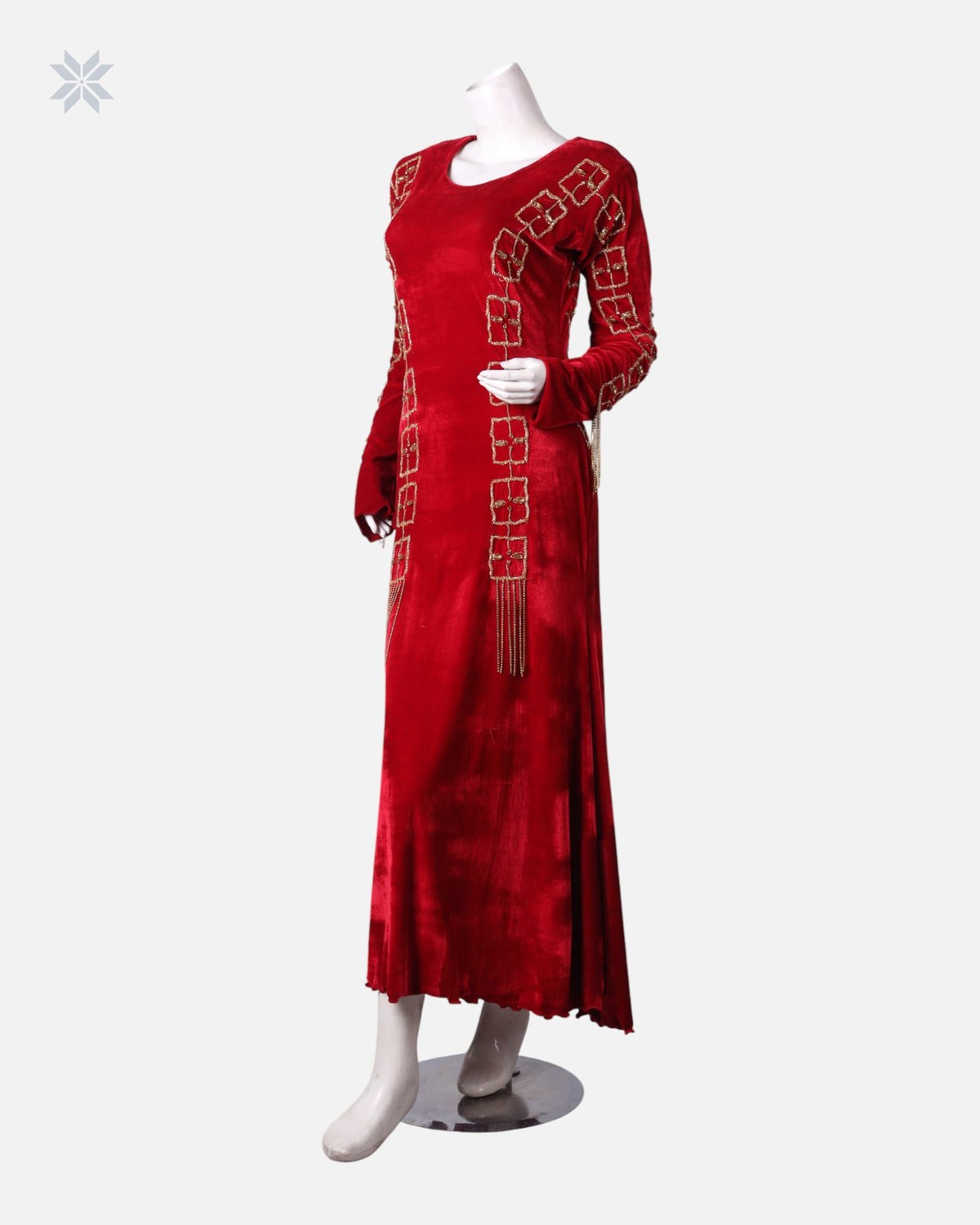 Handmade Embroidered Velvet Maxi Dress 5