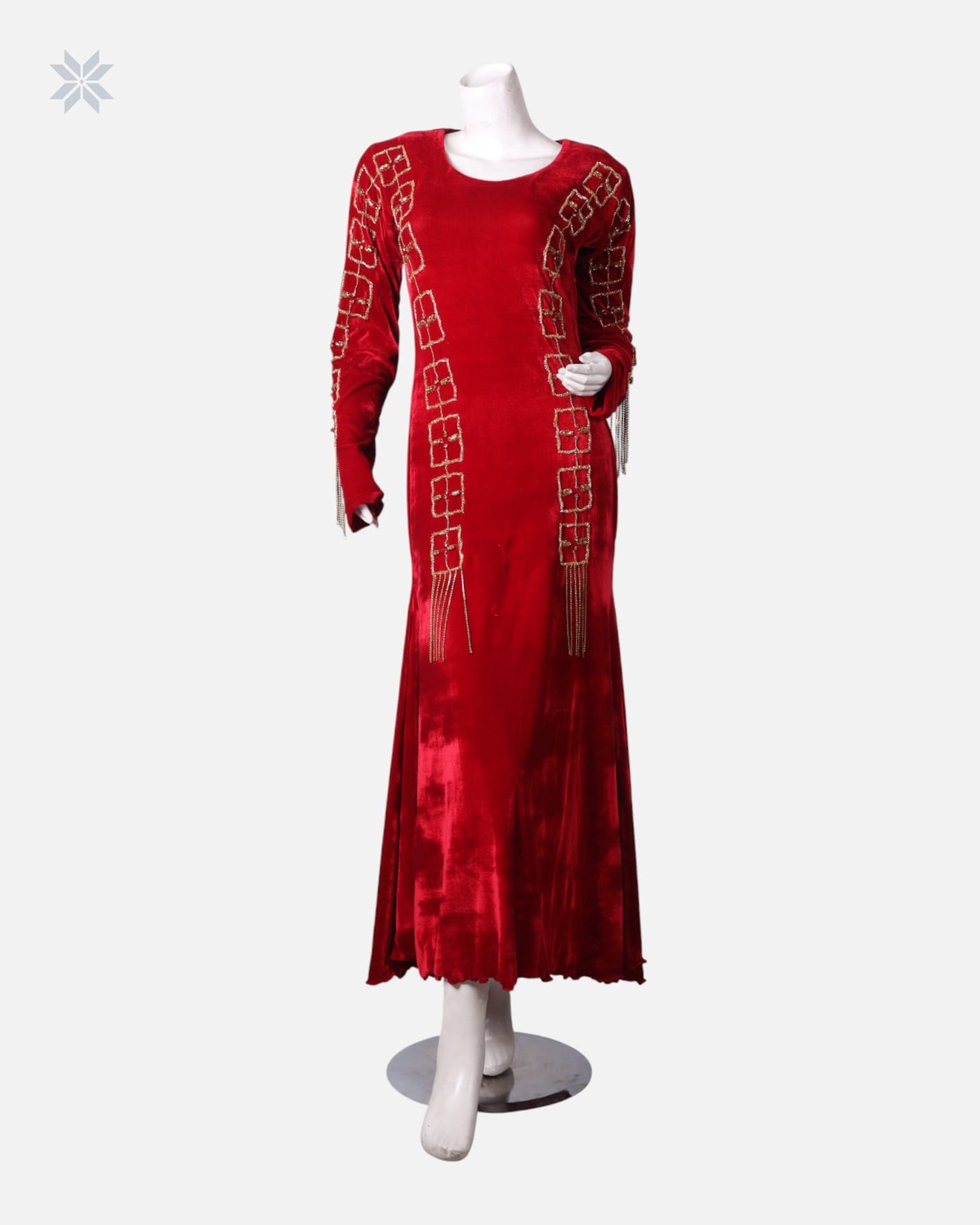 Handmade Embroidered Velvet Maxi Dress 3