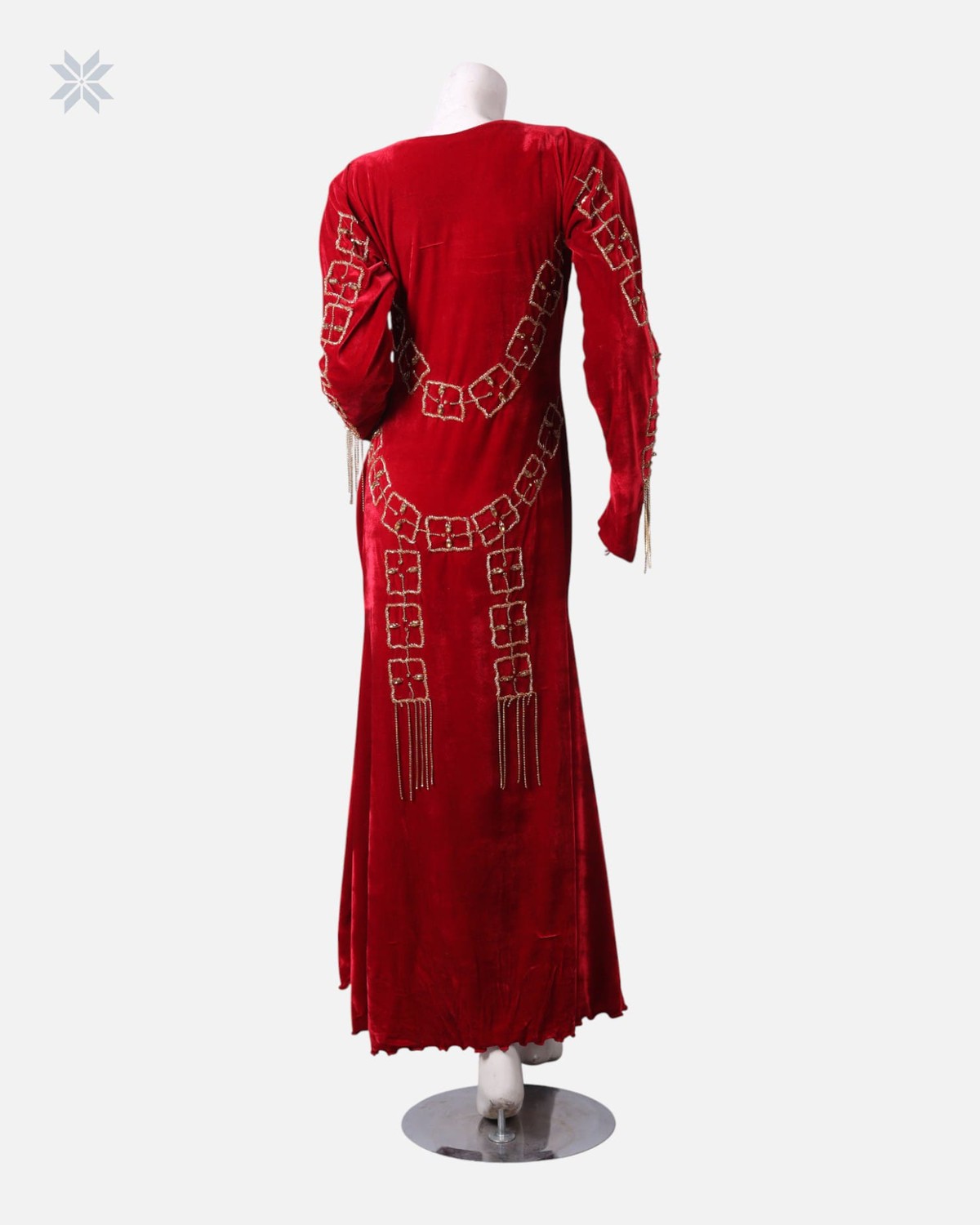 Handmade Embroidered Velvet Maxi Dress 7