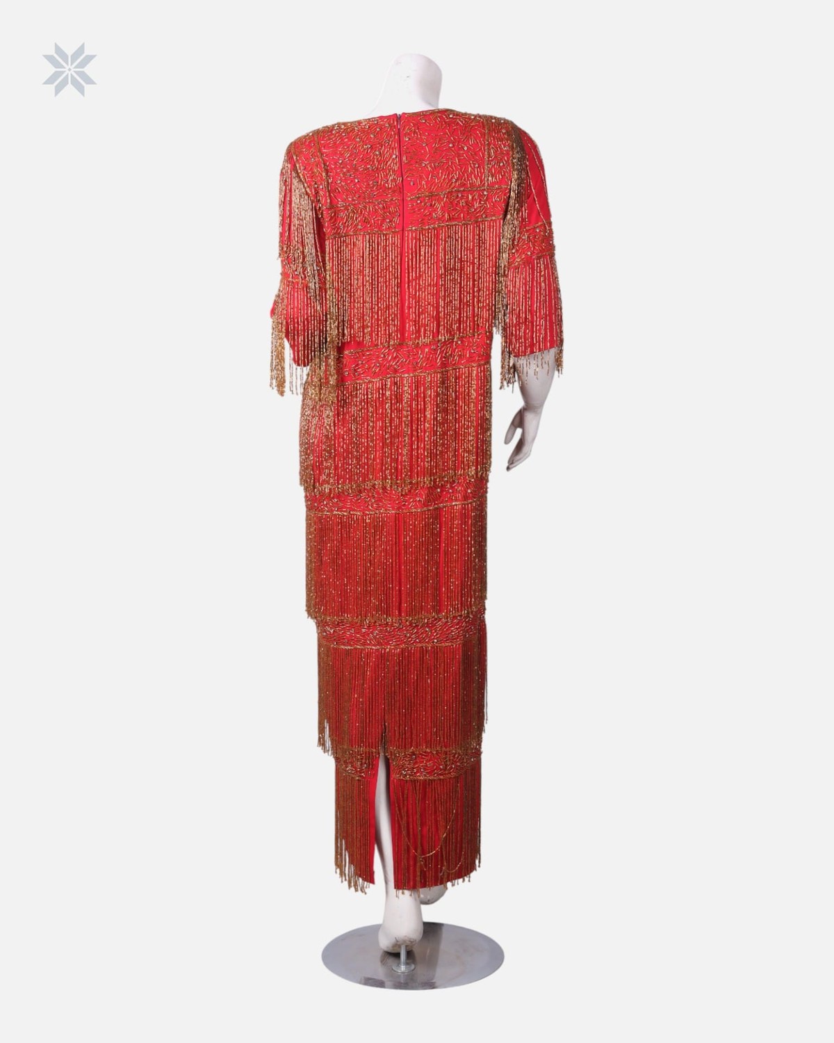 Hand Beaded Red Maxi Dress 5