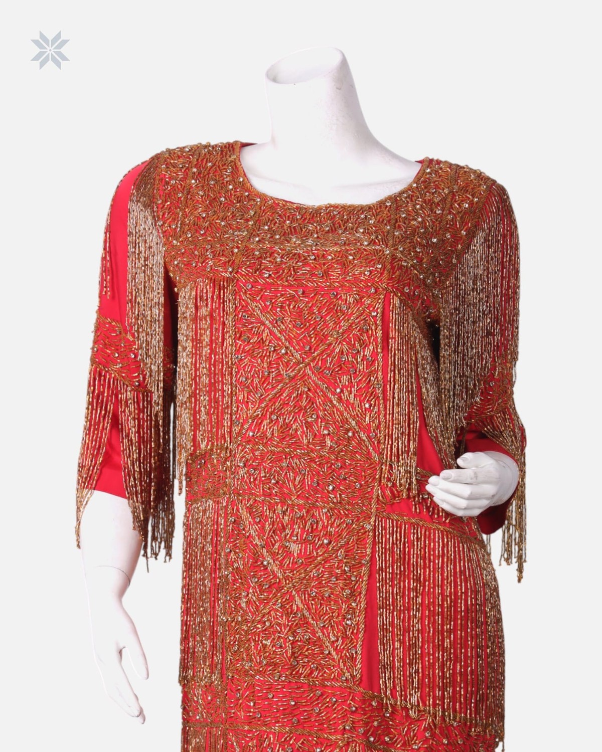 Hand Beaded Red Maxi Dress 2