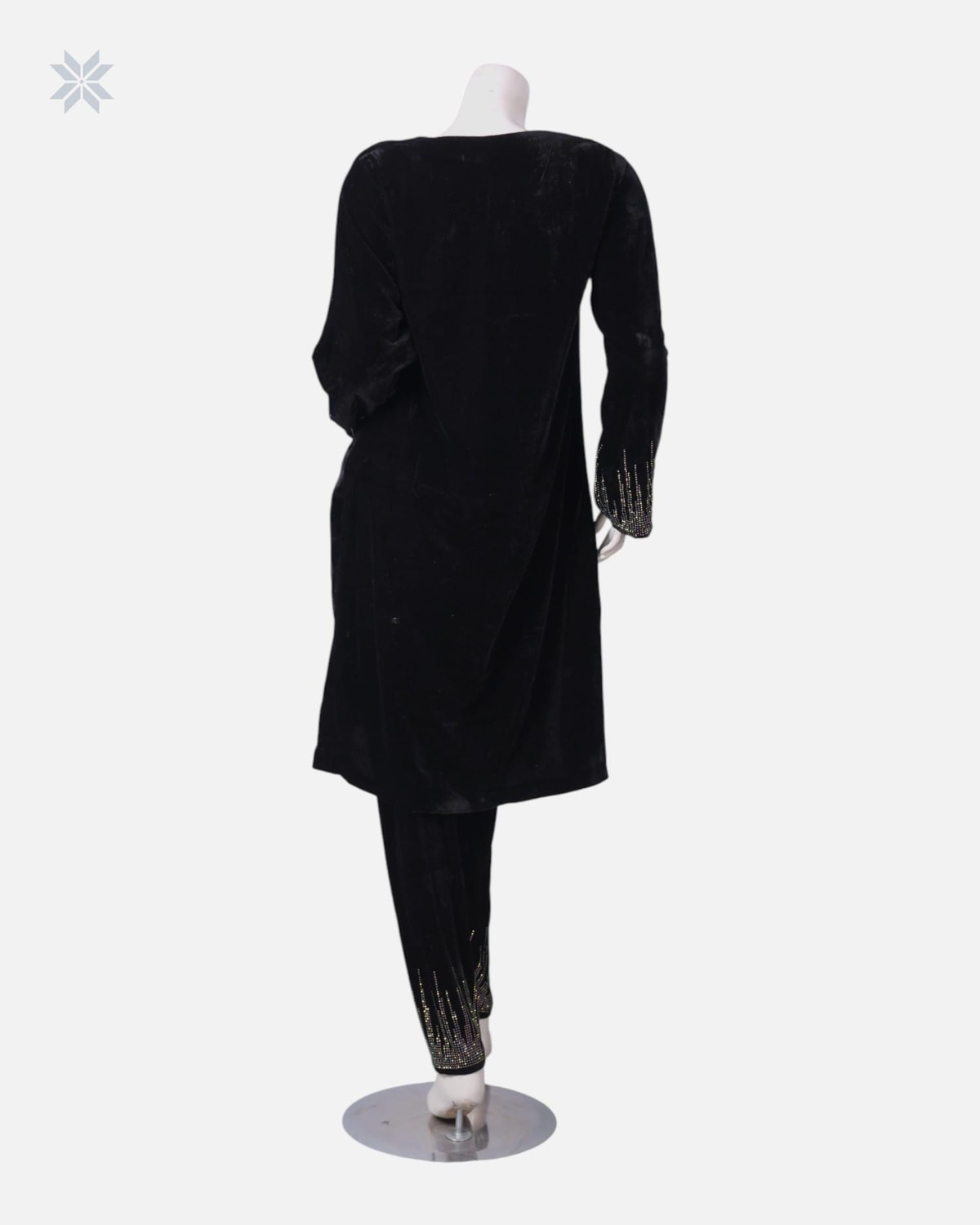 Black Handmade Panjabi With Shawl 6