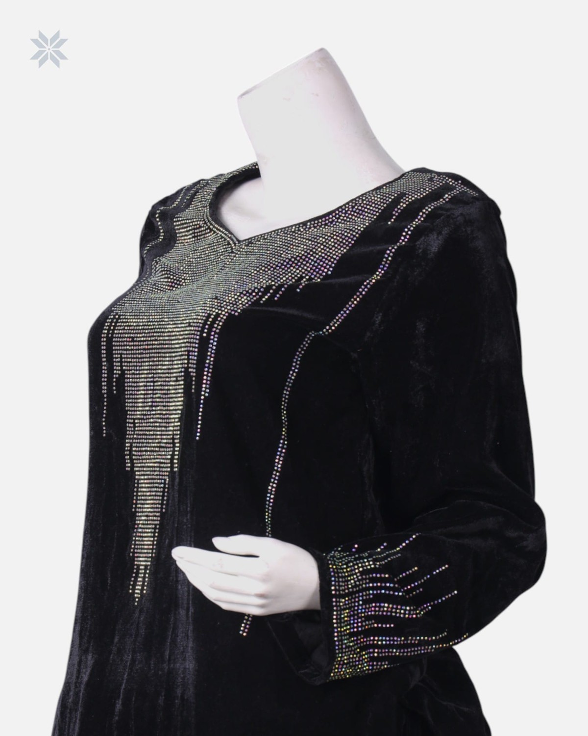 Black Handmade Panjabi With Shawl 3