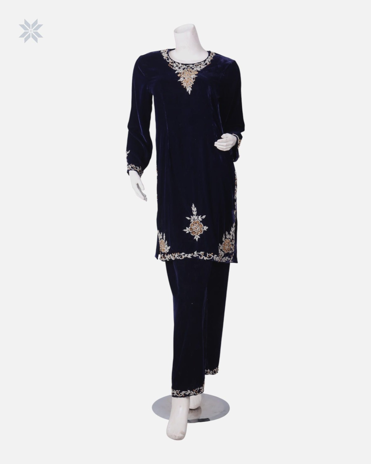 Silk Velvet Dress with Crystal Beadwork 1