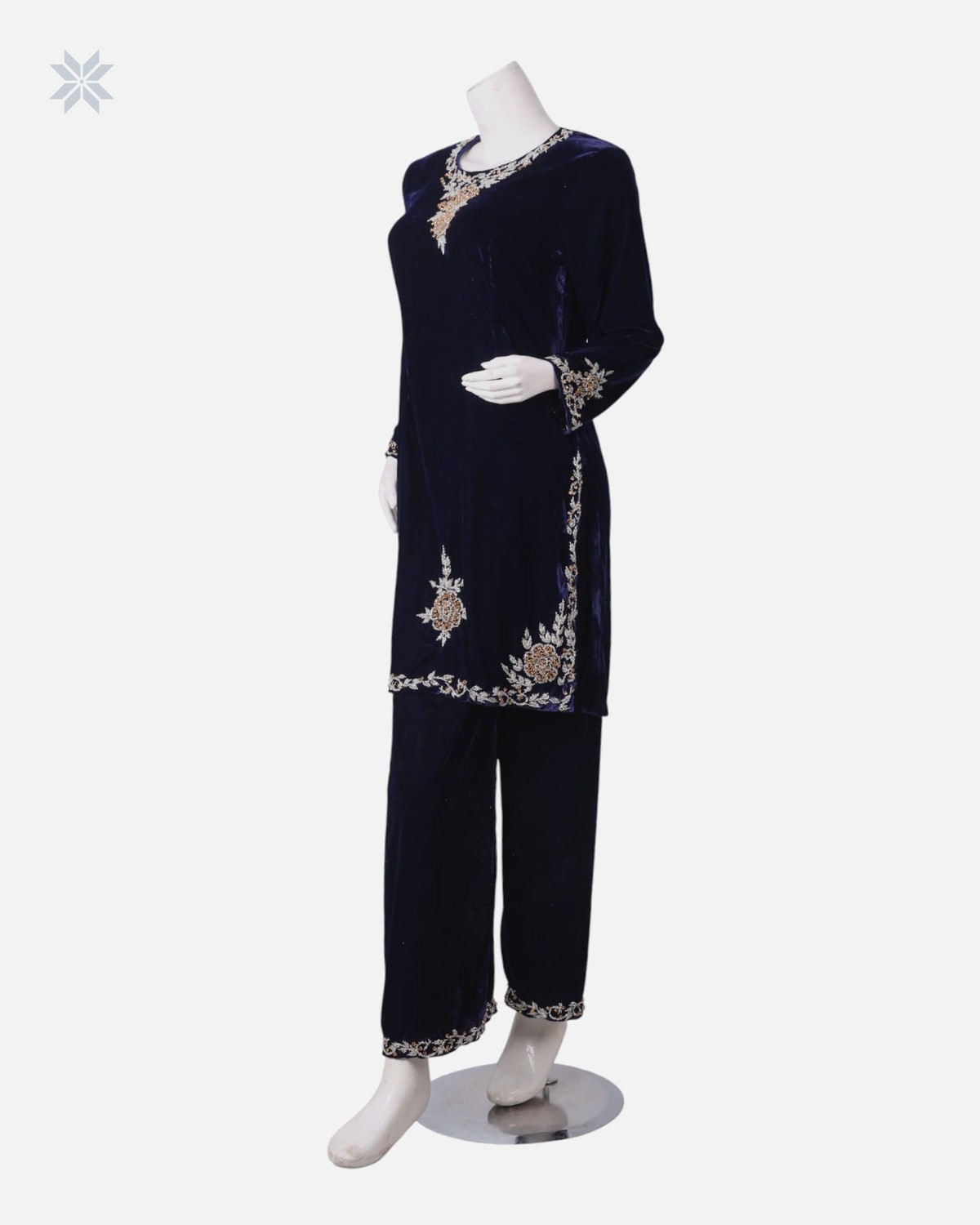 Silk Velvet Dress with Crystal Beadwork 6