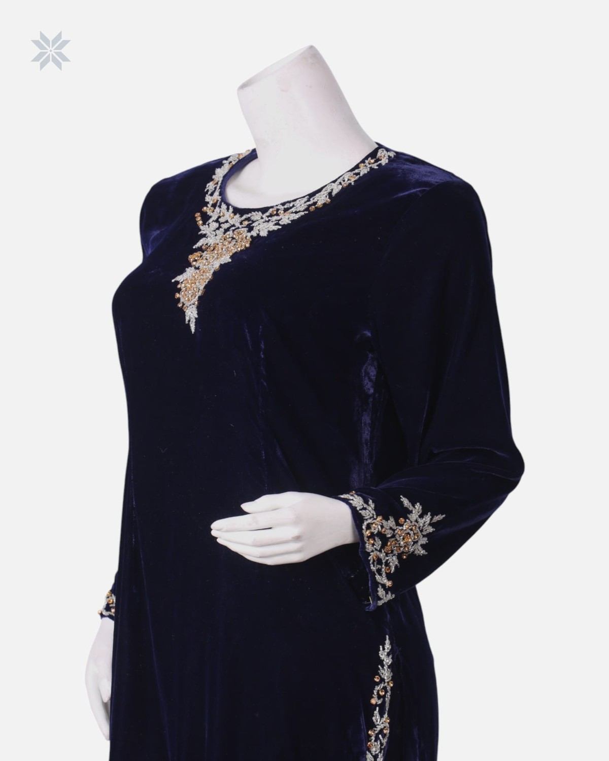 Silk Velvet Dress with Crystal Beadwork 3