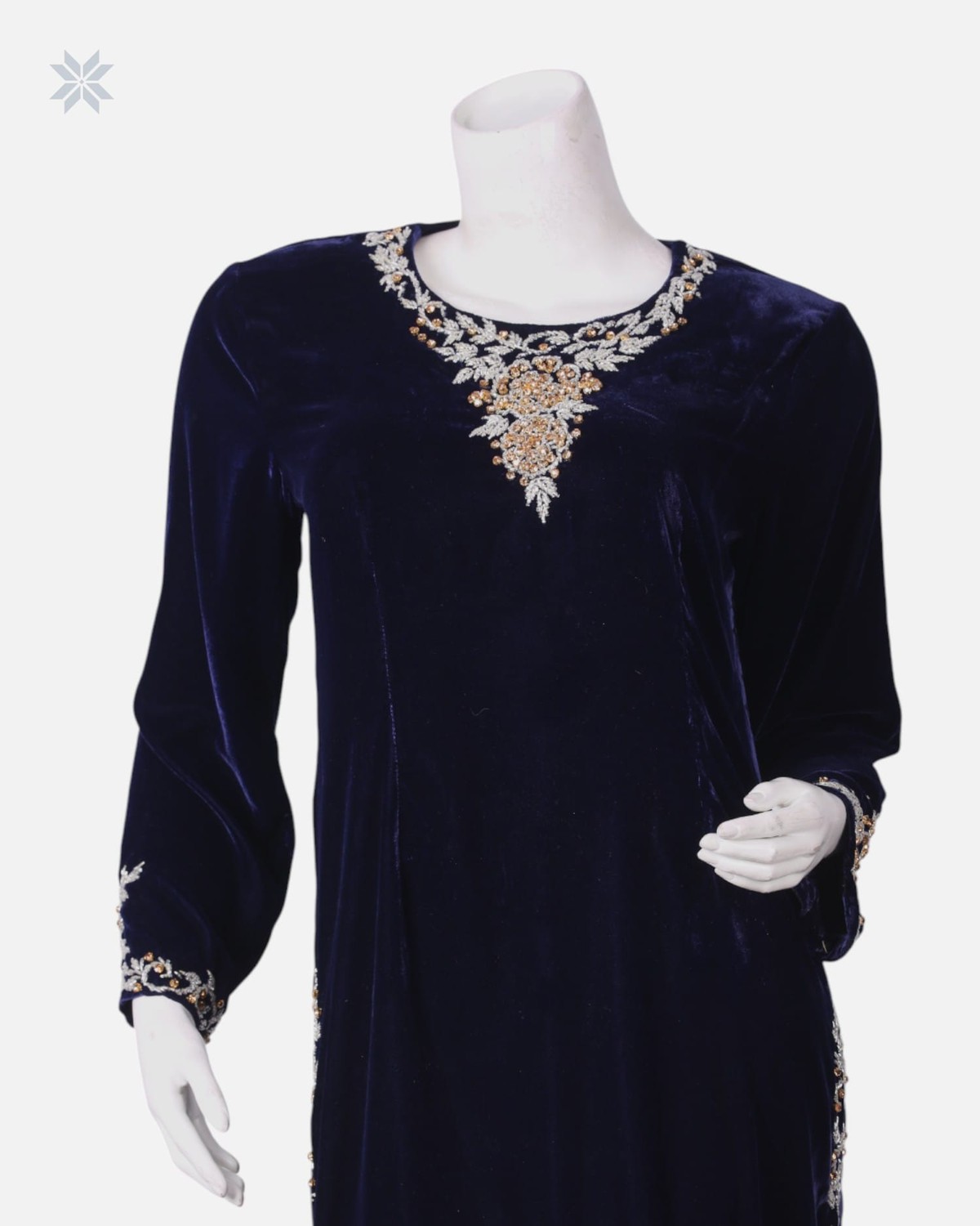 Silk Velvet Dress with Crystal Beadwork 4