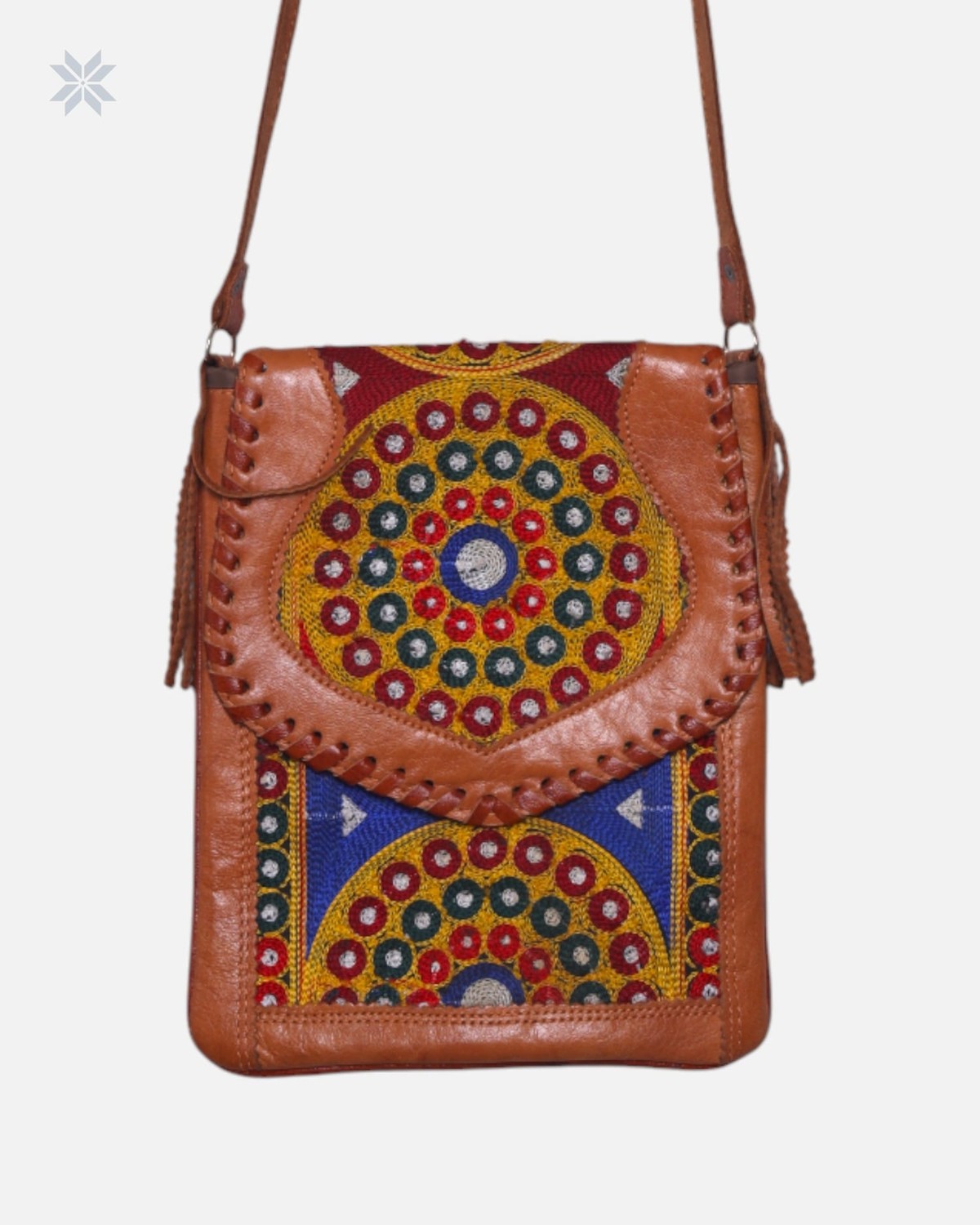 Shani Hand Embroidered Leather Tablet Bag 2