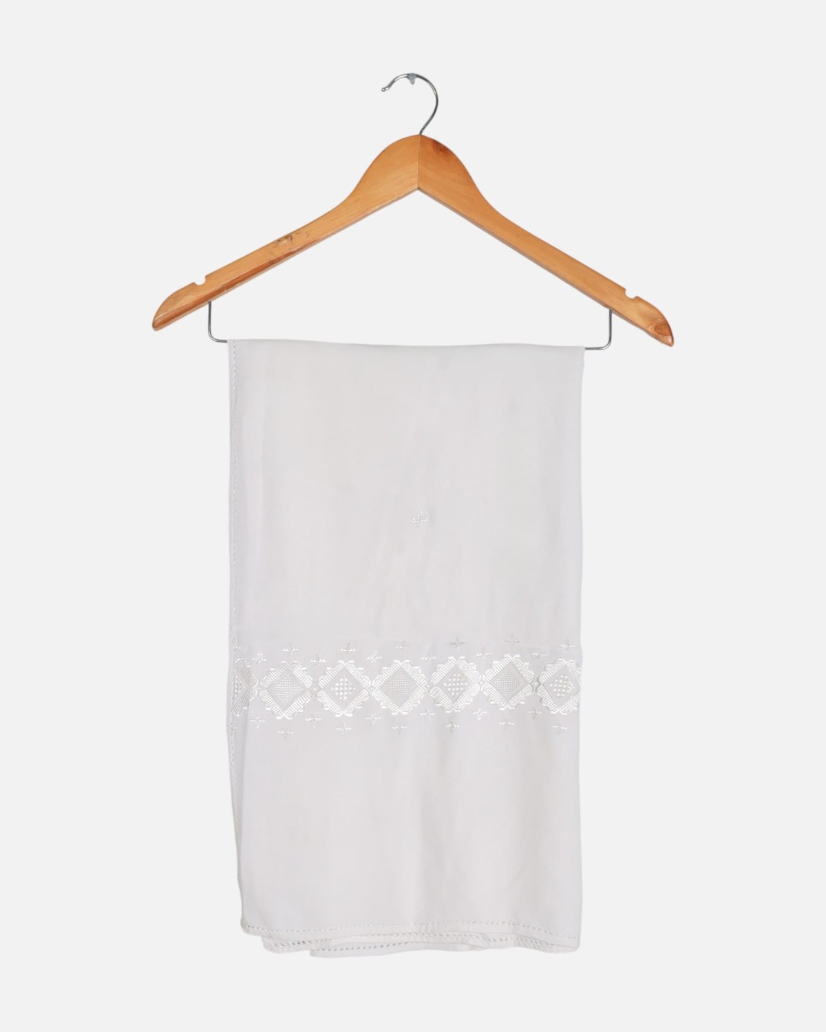 Floral White Embroidered Scarf 7