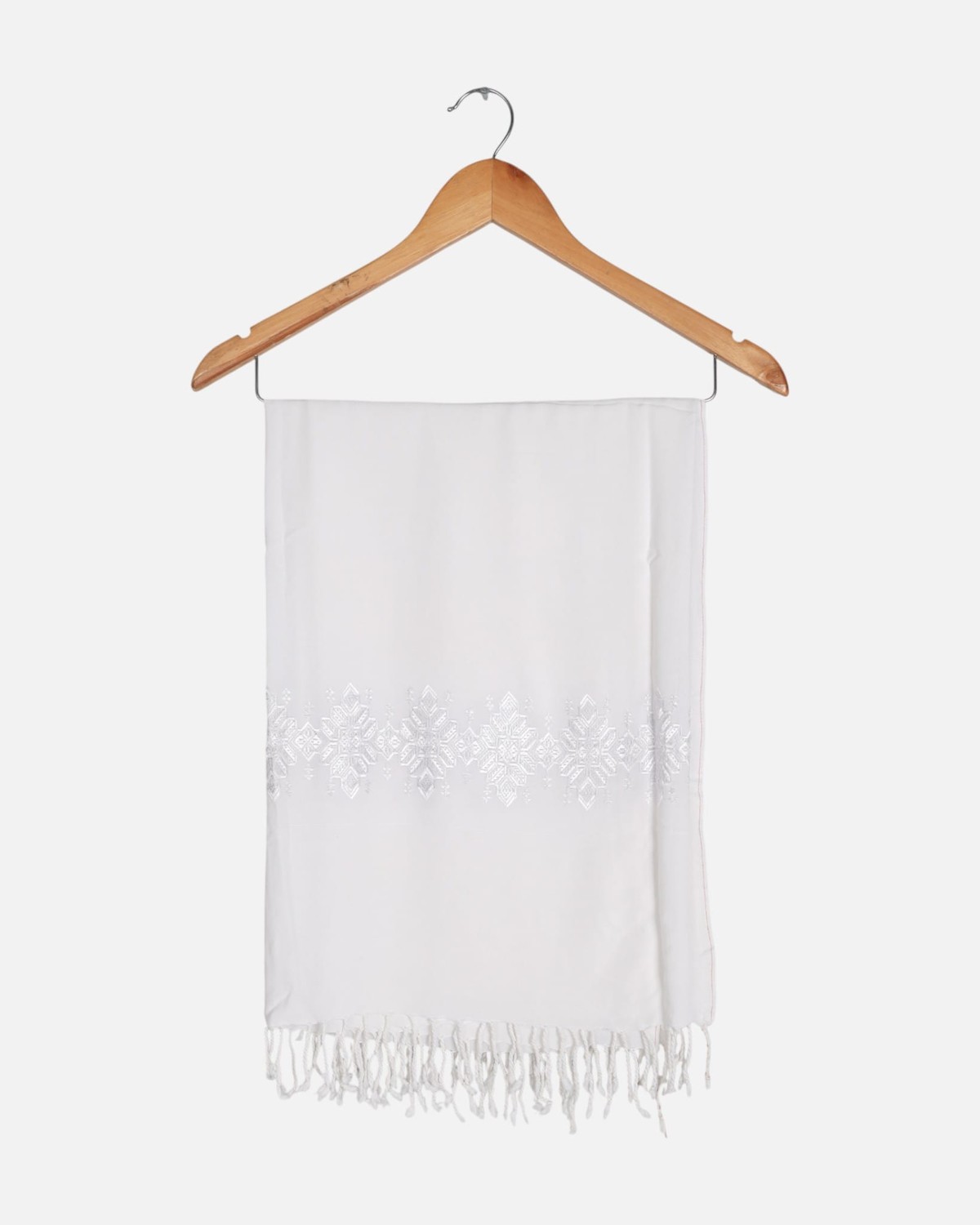 White Women’s Embroidered Scarf Wrap 1