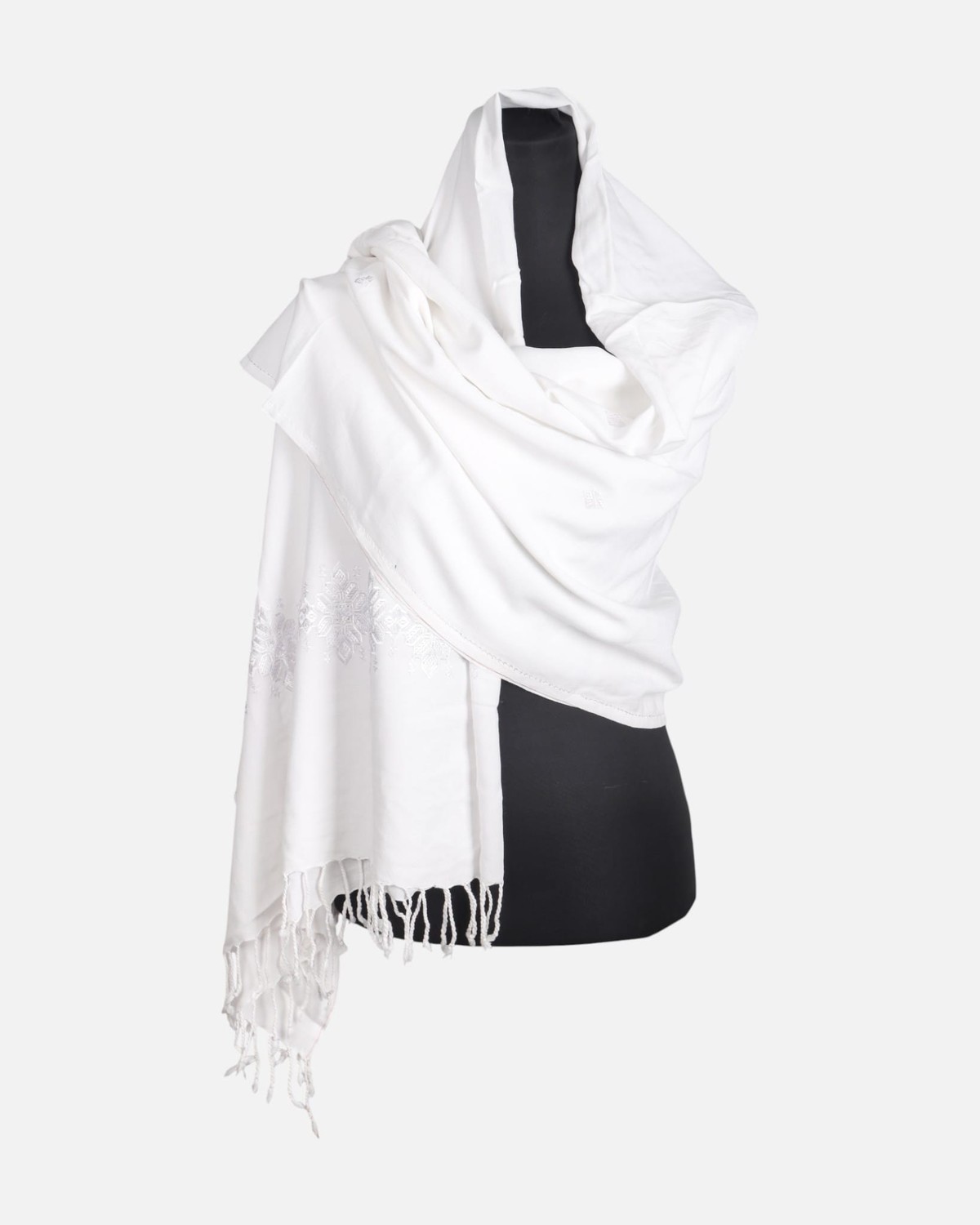 White Women’s Embroidered Scarf Wrap 2
