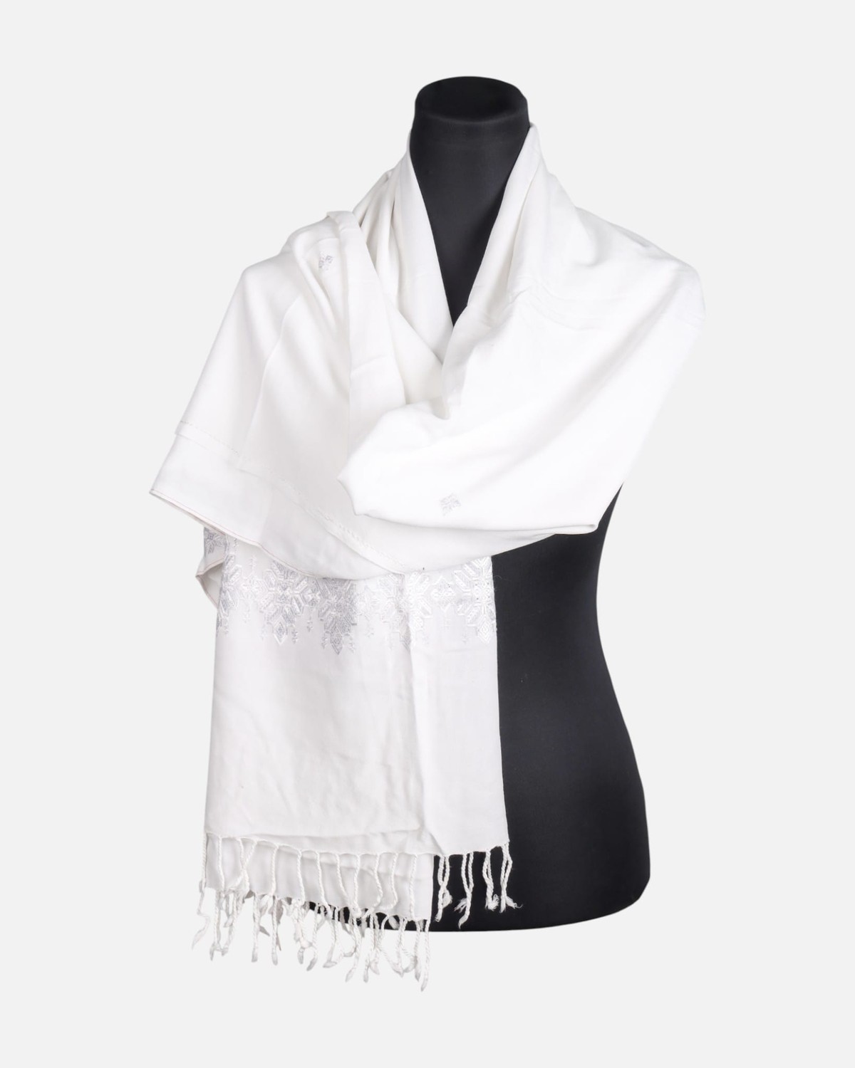 White Women’s Embroidered Scarf Wrap 7