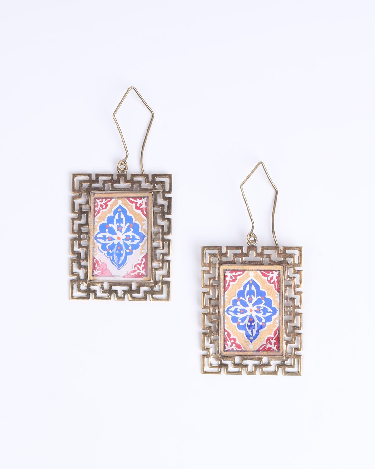 Earrings with Miniature Art Handmade 3