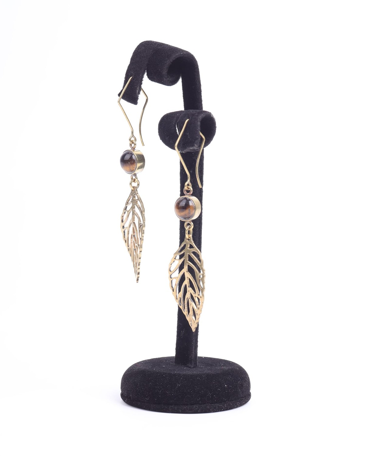 Leaf Earrings – Beet Leaf Design with Tiger Eye 3