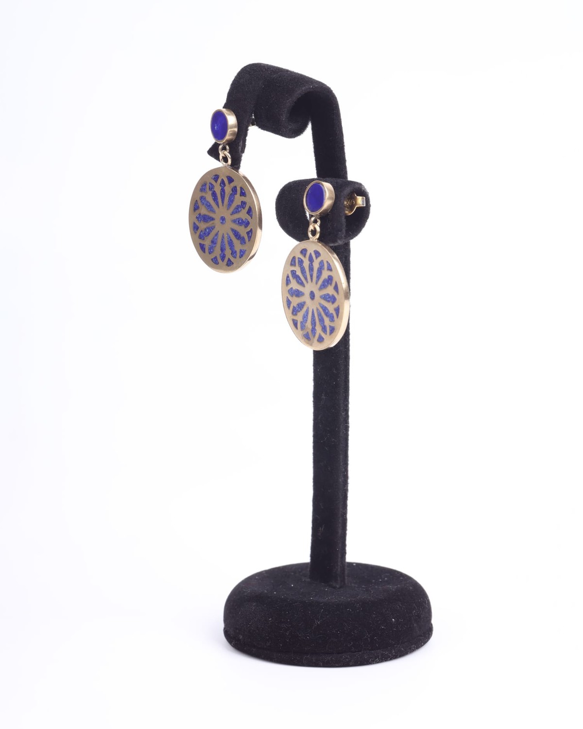 Stud Earrings Handcrafted – Geometric Design with Lapis Lazuli 3