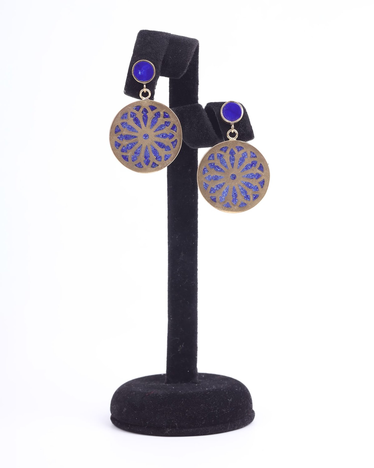 Stud Earrings Handcrafted – Geometric Design with Lapis Lazuli 1