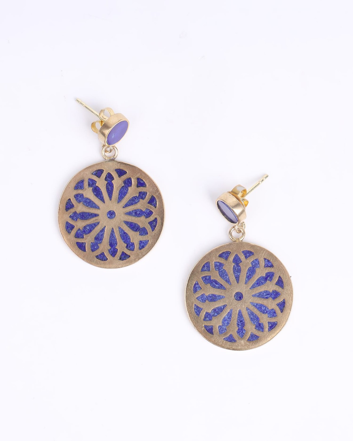 Stud Earrings Handcrafted – Geometric Design with Lapis Lazuli 2