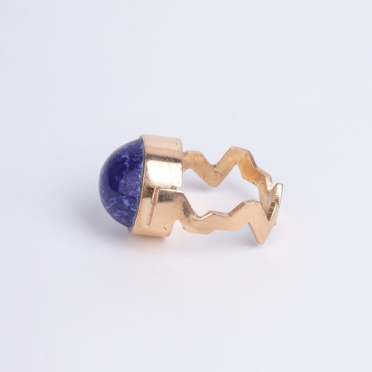 Lapis Lazuli Ring with Brass & Gold Plating 5