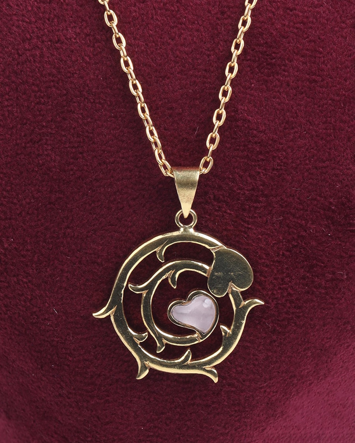 Quartz & Gold Plated Love Design Necklace 4