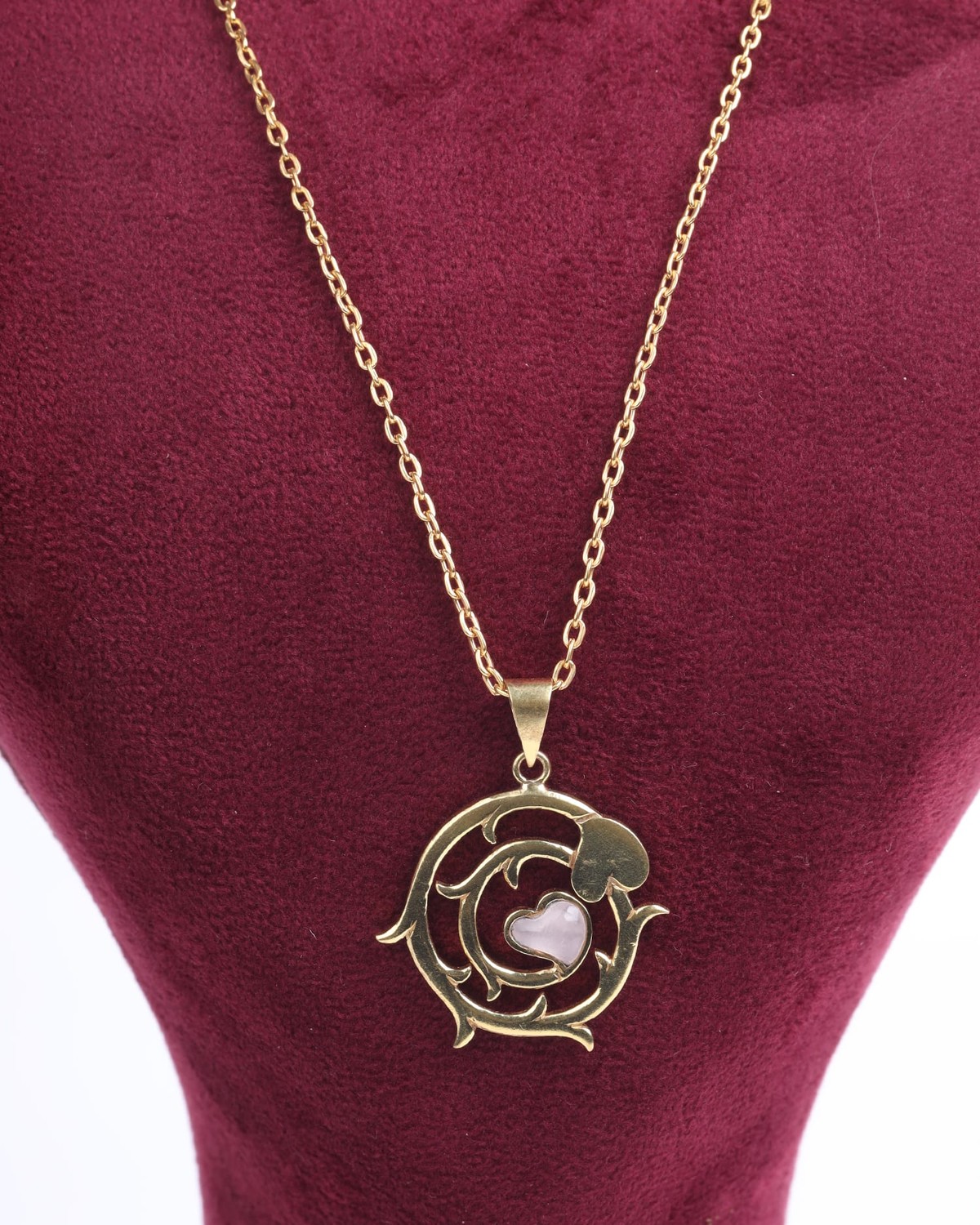 Quartz & Gold Plated Love Design Necklace 6