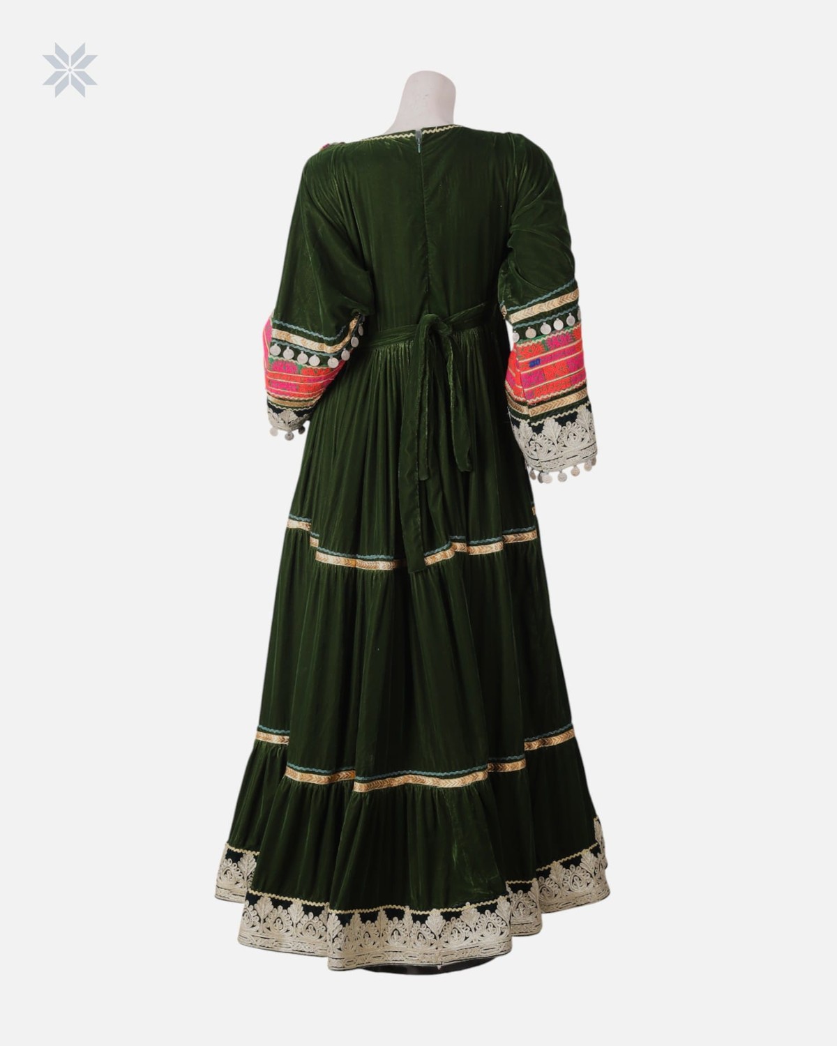 Afghan Bridal Gandi Dress Dark Forest Green 6