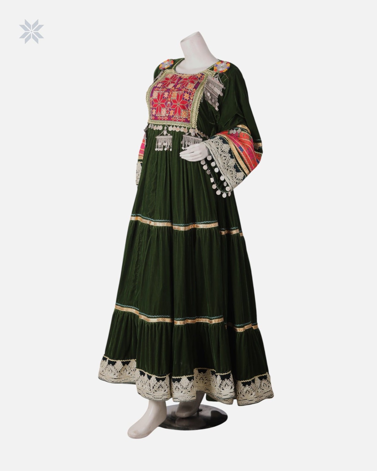 Afghan Bridal Gandi Dress Dark Forest Green 7