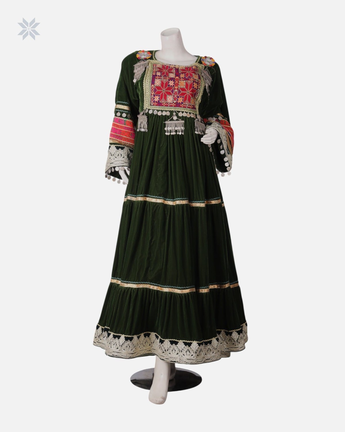 Afghan Bridal Gandi Dress Dark Forest Green 2