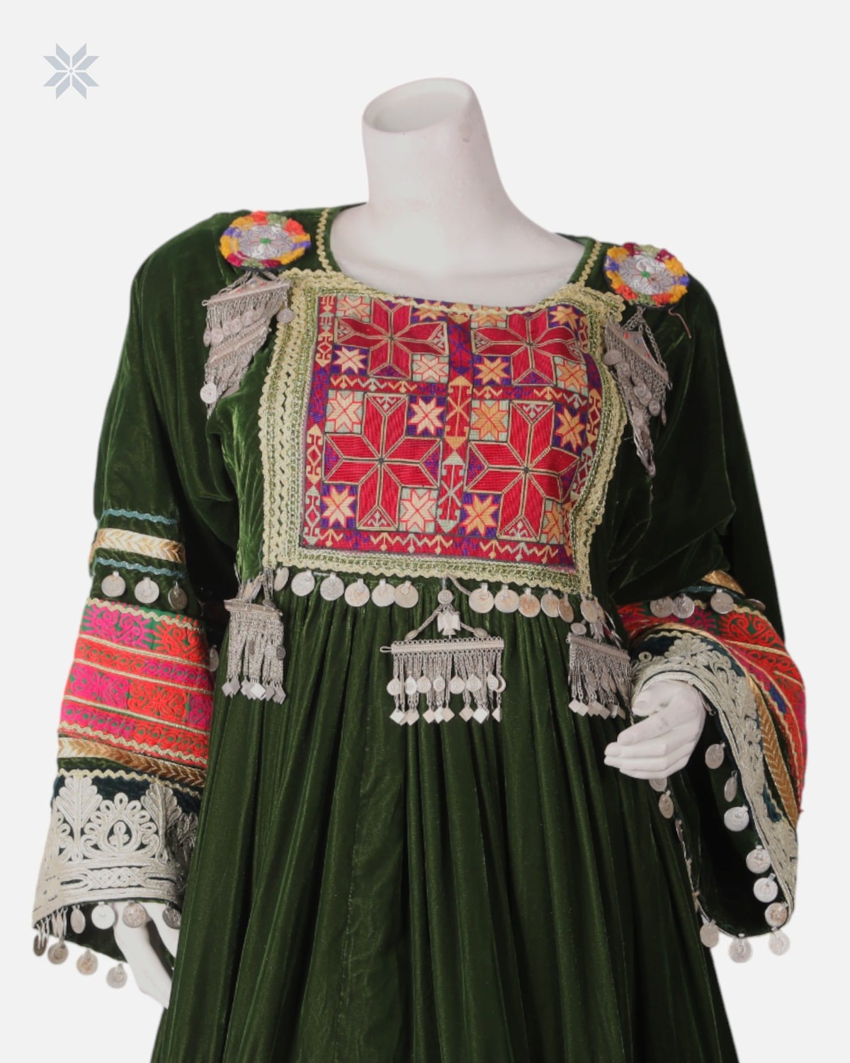 Afghan Bridal Gandi Dress Dark Forest Green 5
