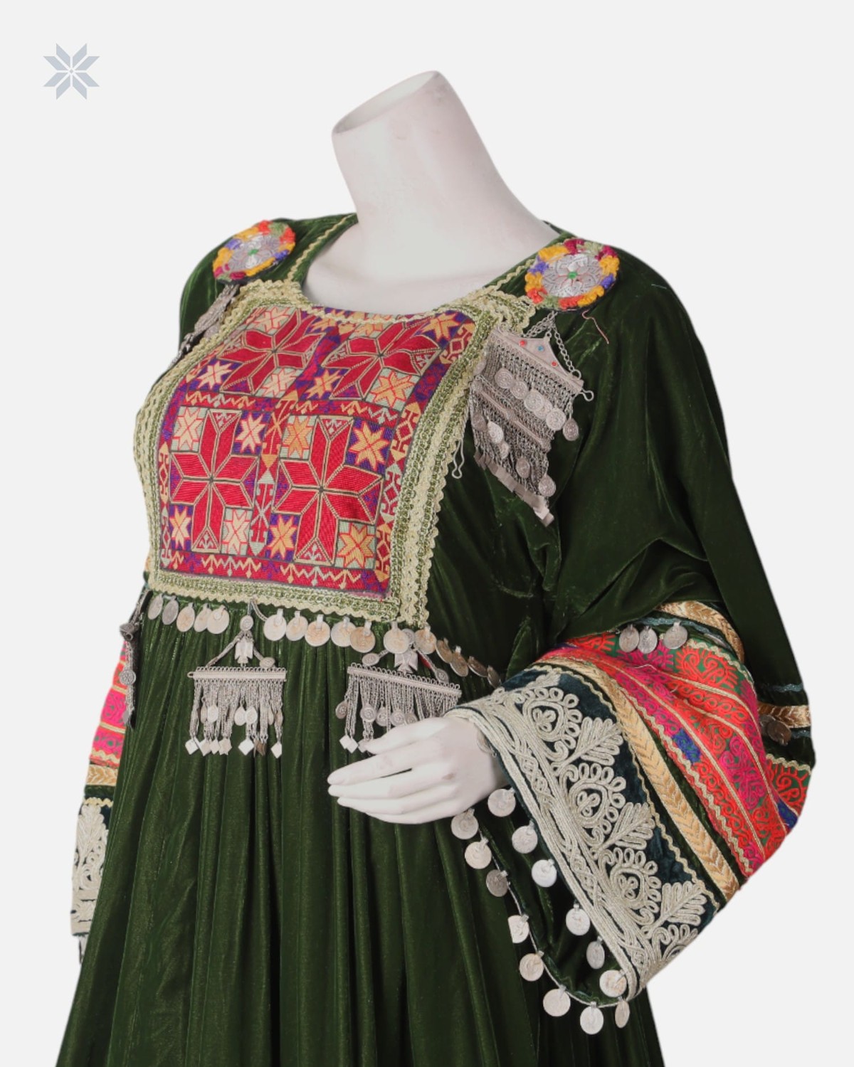 Afghan Bridal Gandi Dress Dark Forest Green 4