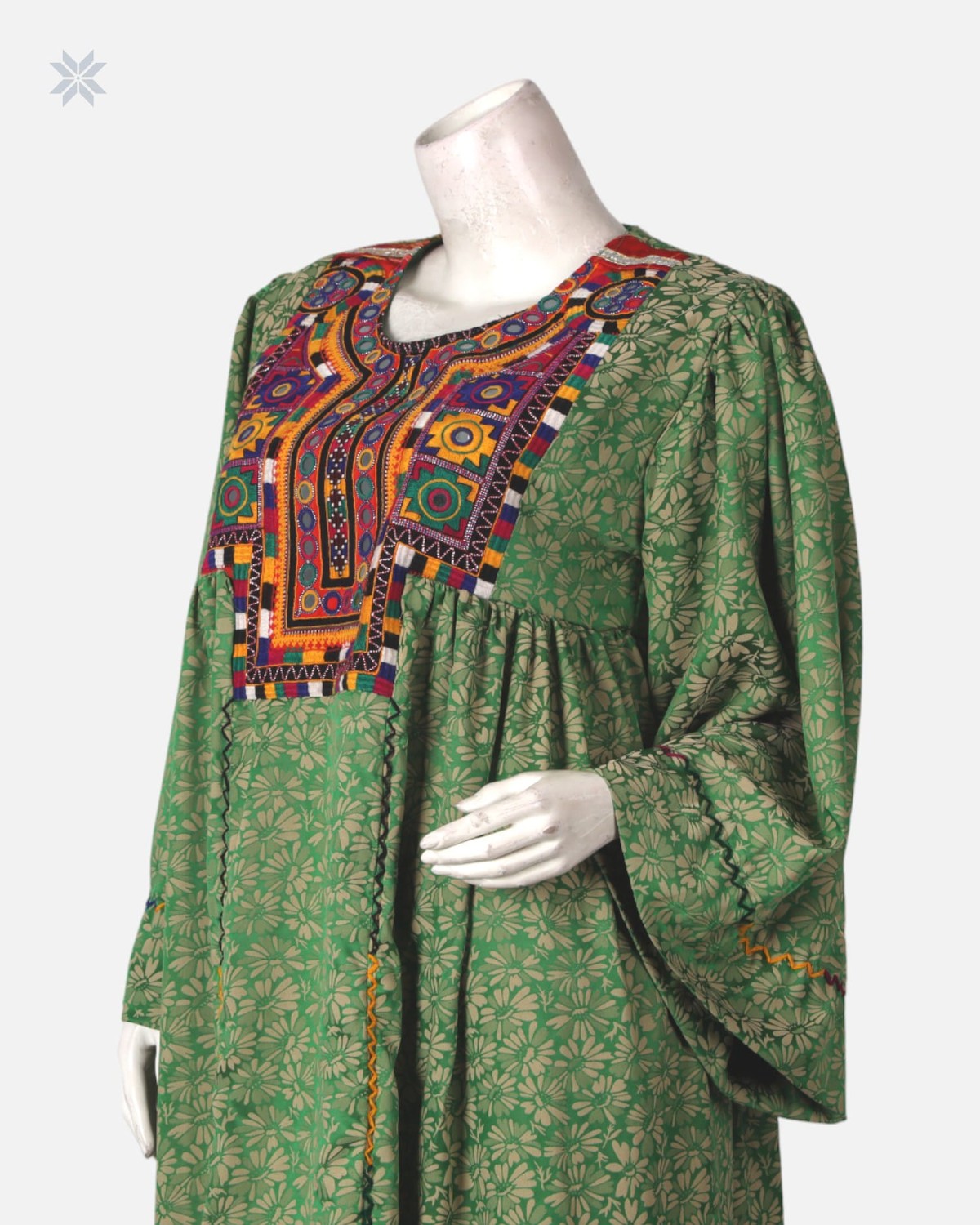 Handcrafted Afghan Green Wedding Dress 7
