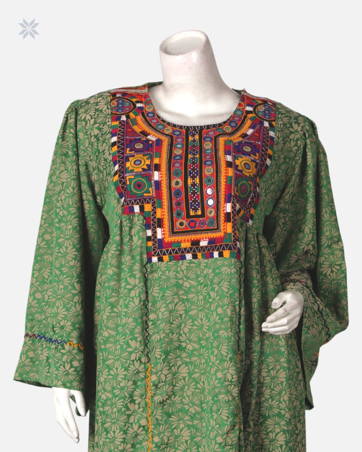 Handcrafted Afghan Green Wedding Dress 5
