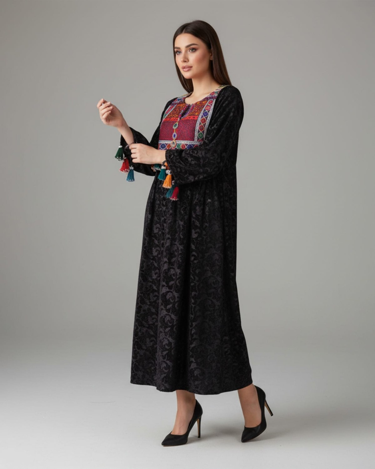Velvet Party Dress with Tassel Detailing 6