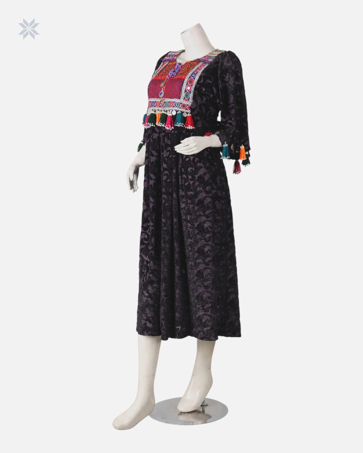 Velvet Party Dress with Tassel Detailing 1
