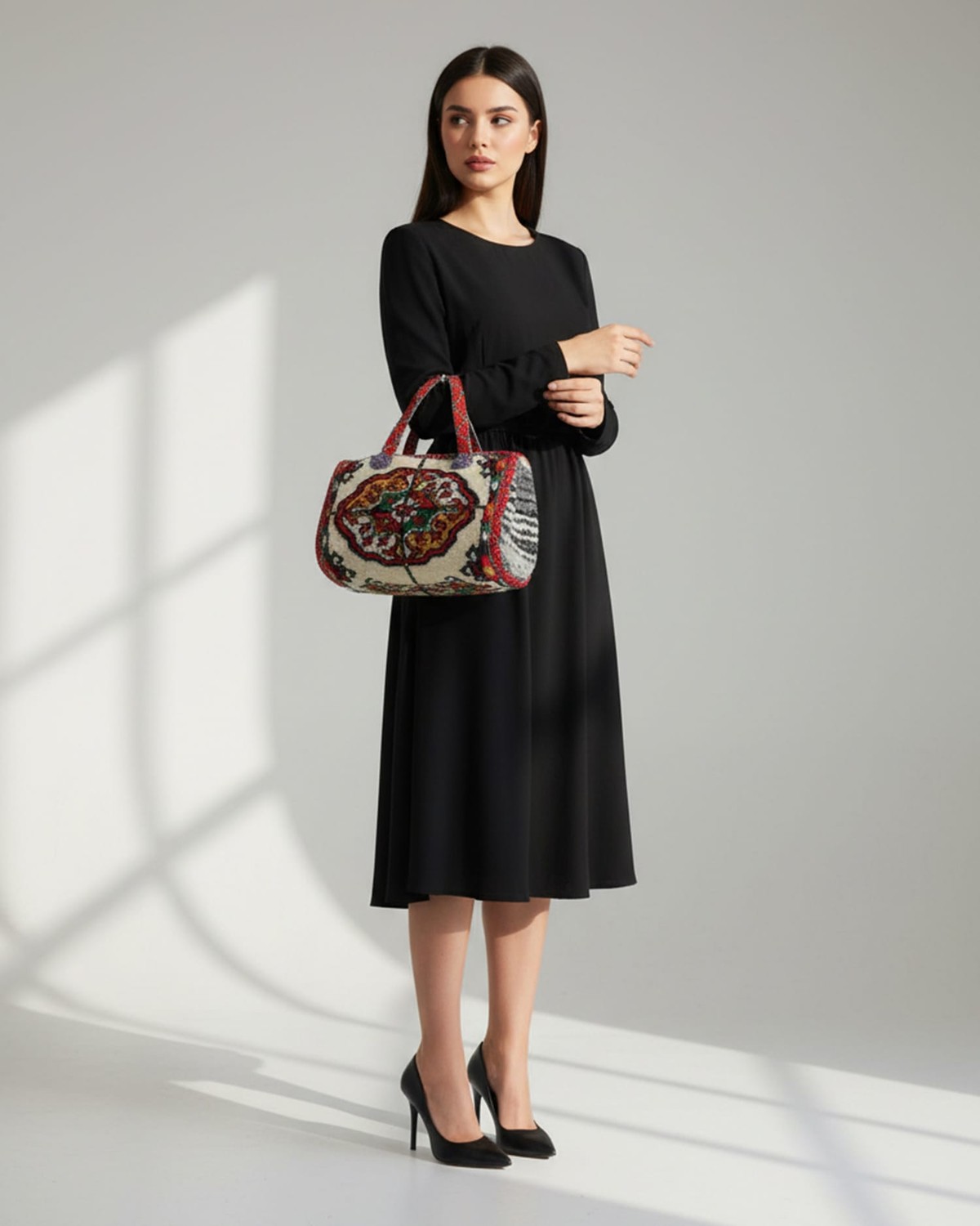 Handwoven Carpet Bag with Traditional Afghan Design 1