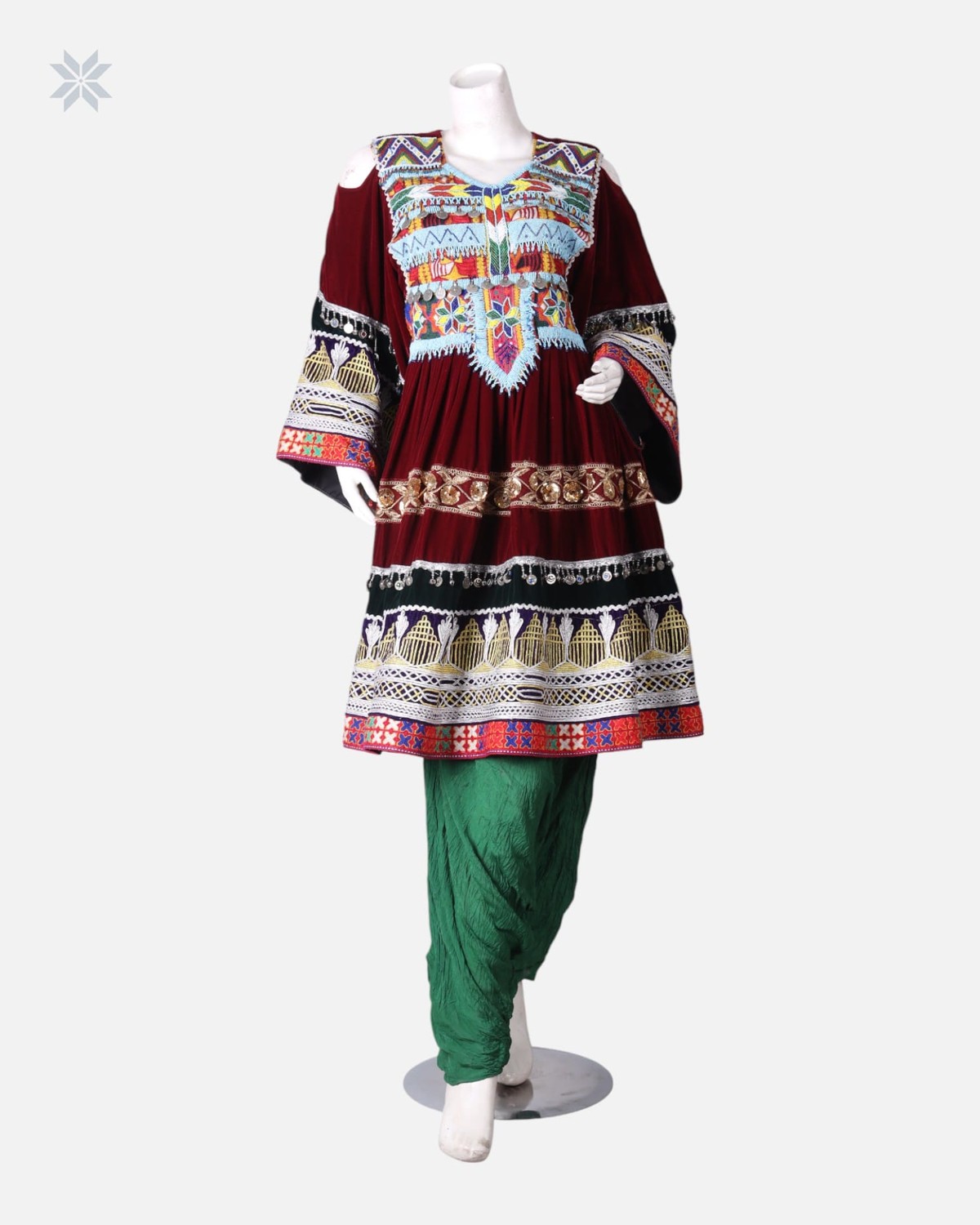 Multi Colored Afghan Velvet Dress 5