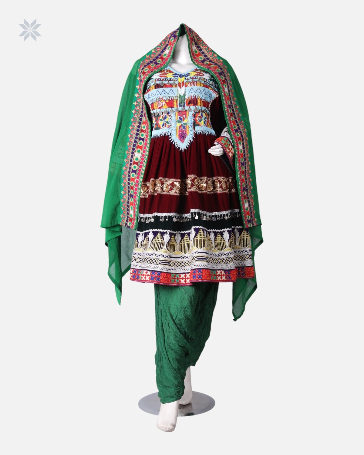 Multi Colored Afghan Velvet Dress 8