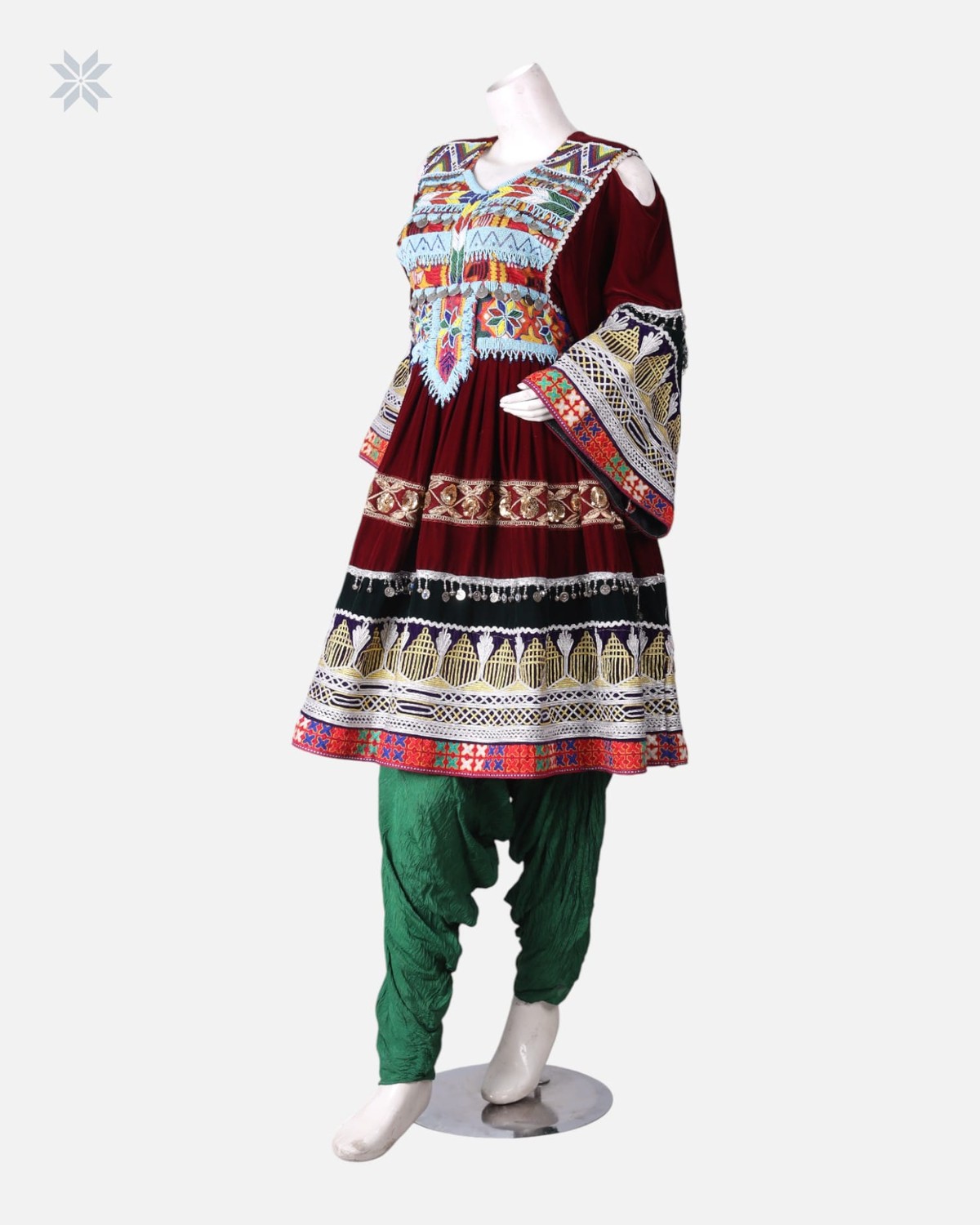 Multi Colored Afghan Velvet Dress 3