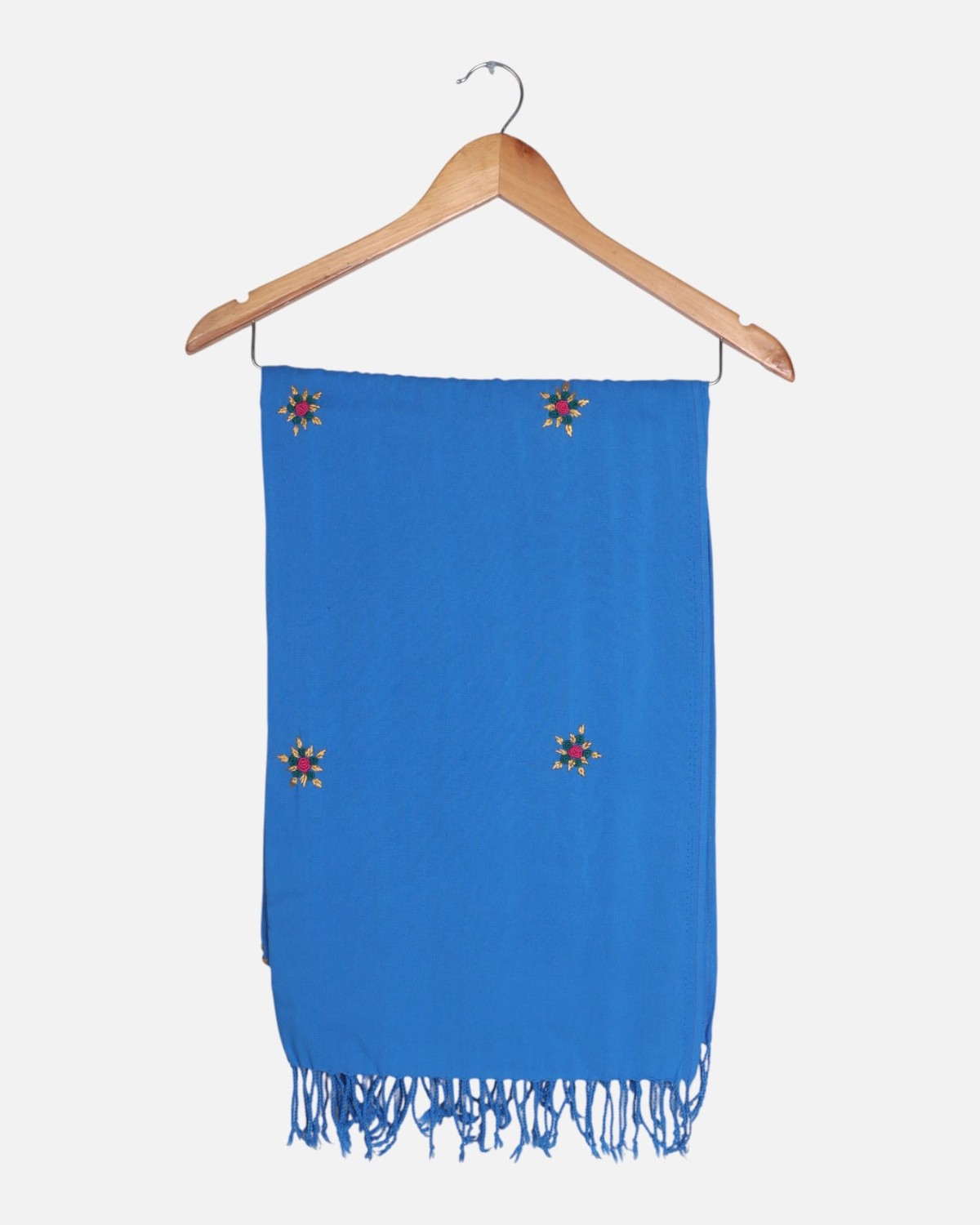 Hand-Embroidered Afghan Scarf – Single Flower Design 4