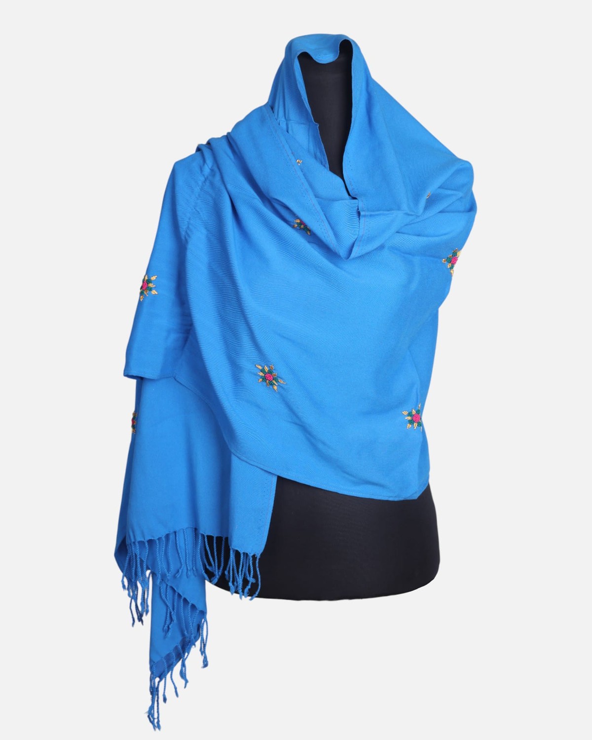 Hand-Embroidered Afghan Scarf – Single Flower Design 8