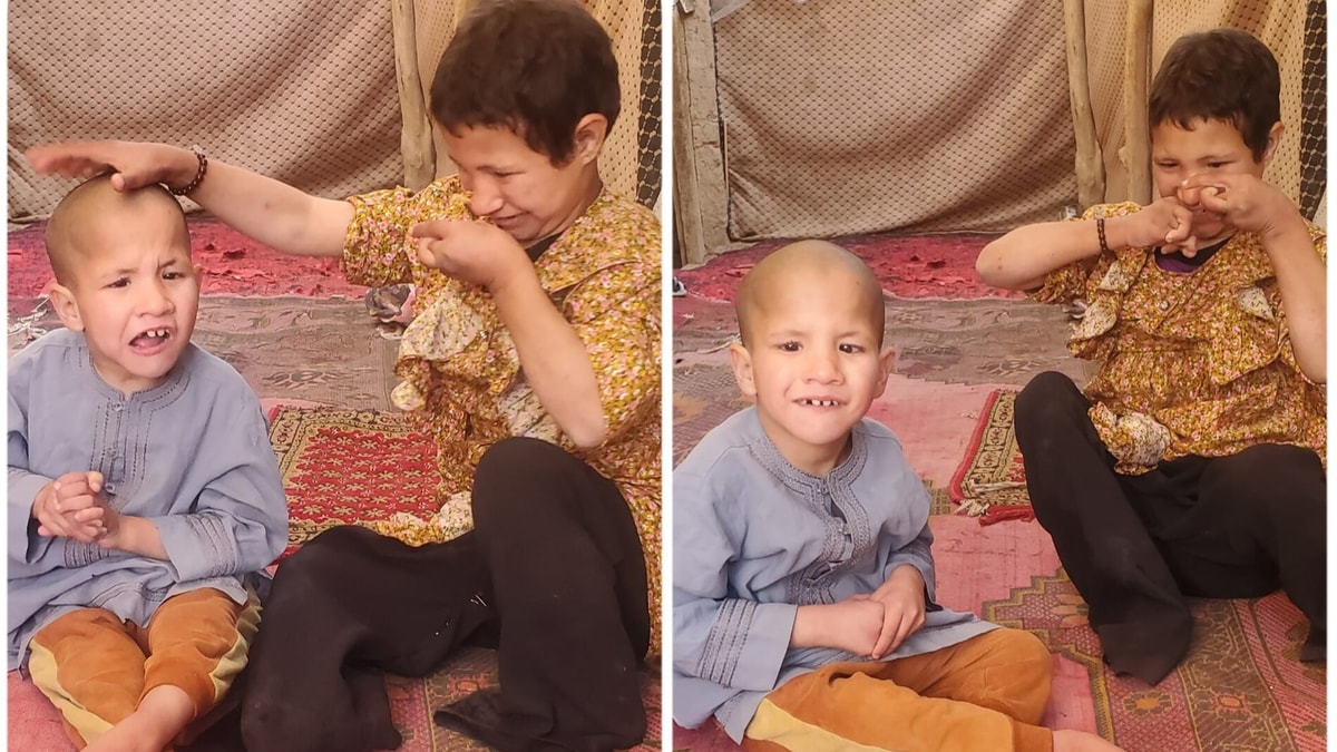 Helping two disabled young people. 1