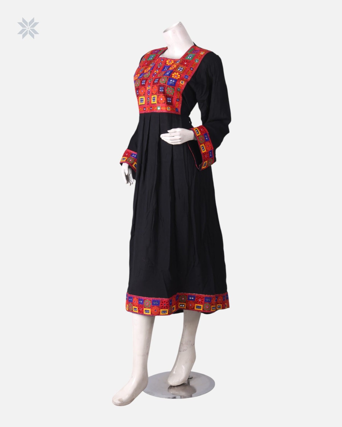 Black Afghan Dress with Colorful Embroidery 5