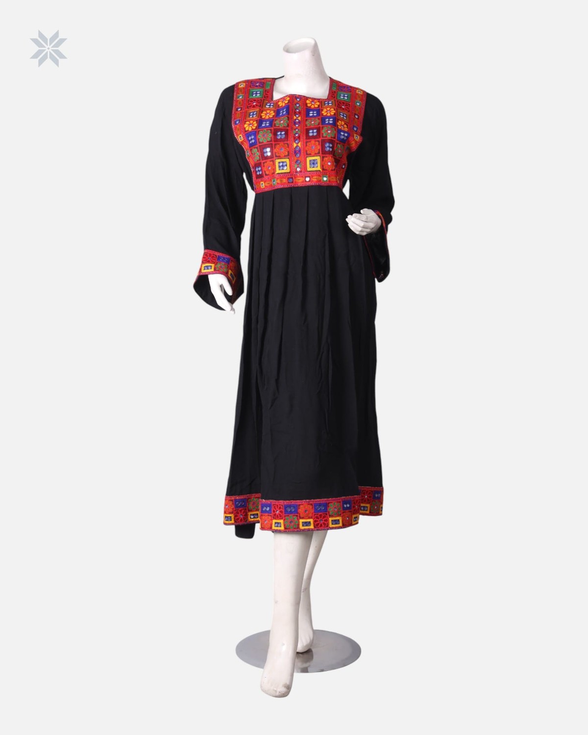Black Afghan Dress with Colorful Embroidery 2
