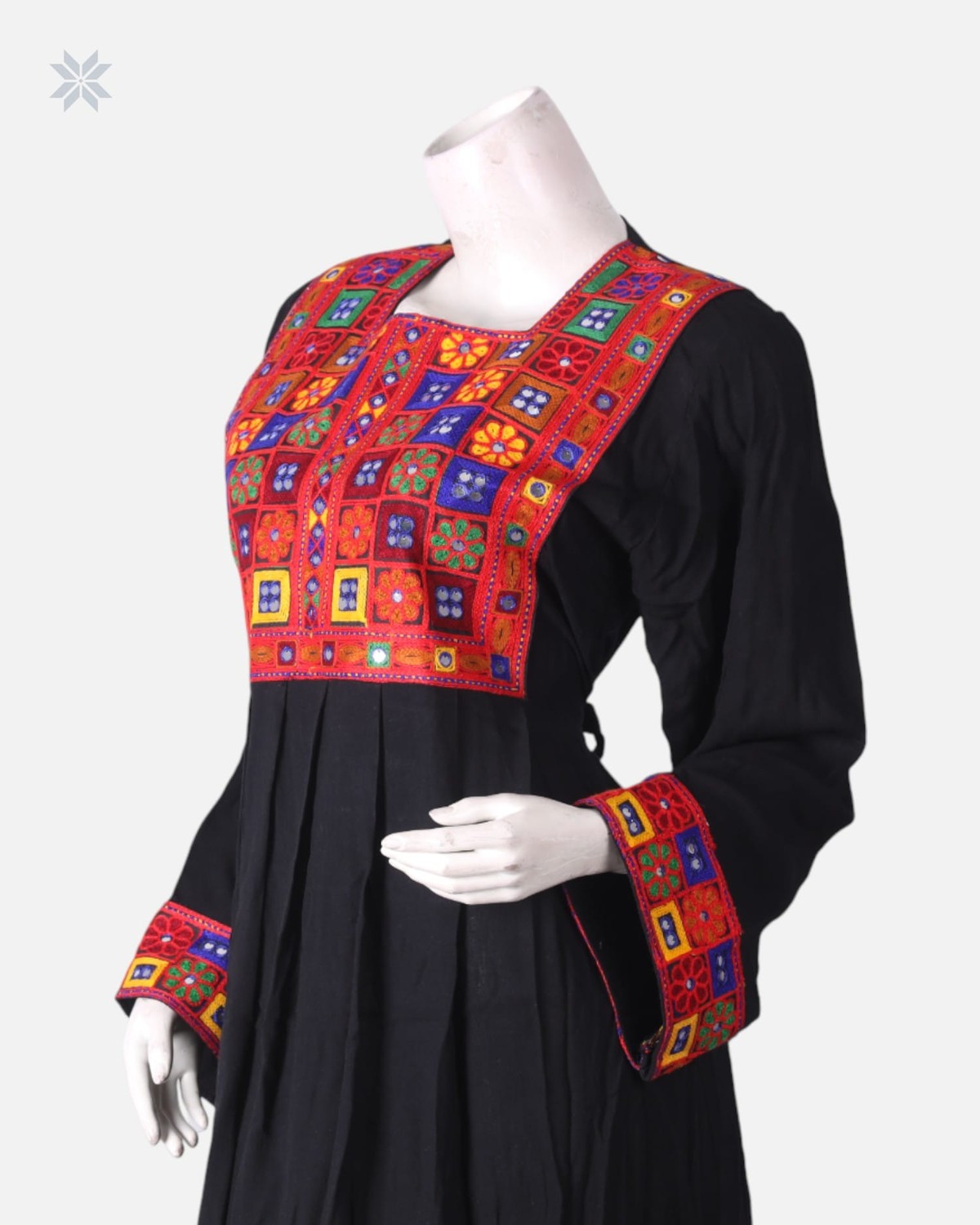 Black Afghan Dress with Colorful Embroidery 1